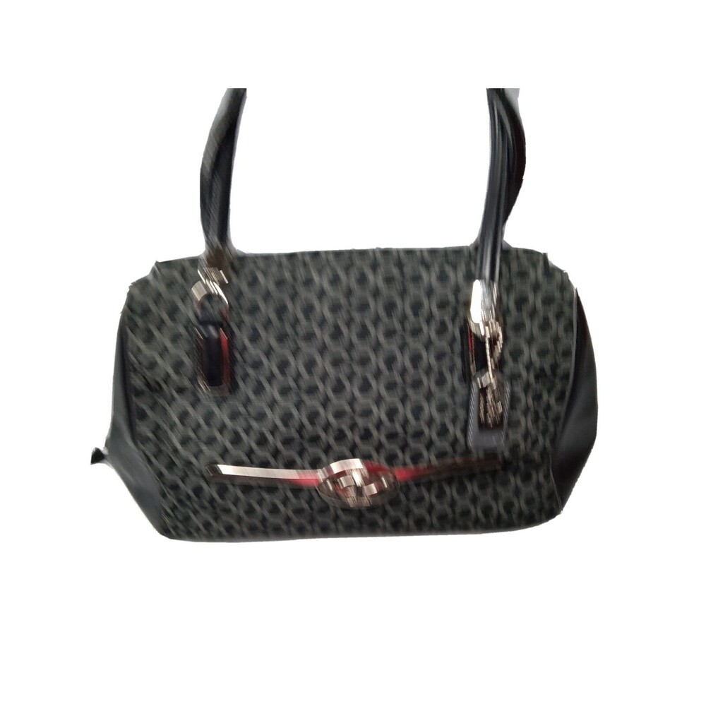 Vintage Coach Madison Op Art Handbag #25215 Grey~Black Canvas Leather Trim - Picture 4 of 11